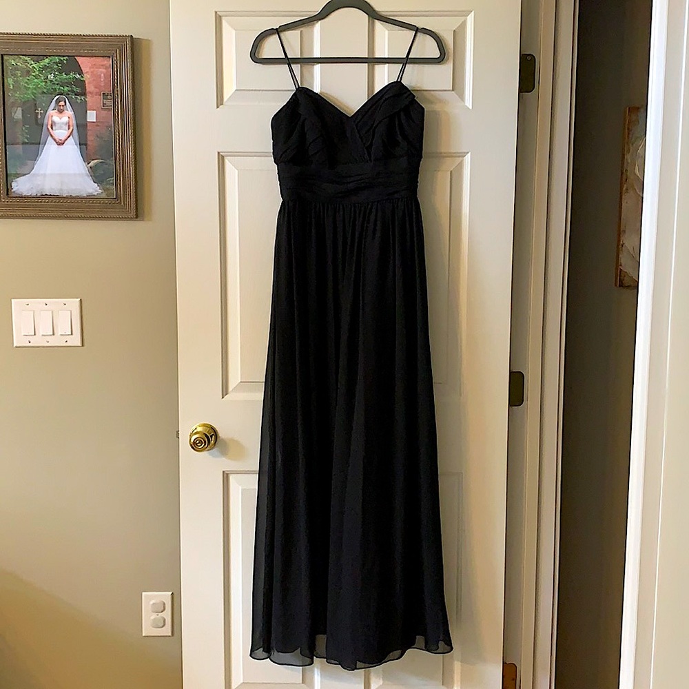 Black empire waist strapy bridesmaid dress